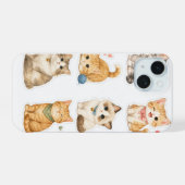 Katzen-Sticker-Muster iPhone 15 Hülle (Rückseite (Horizontal))
