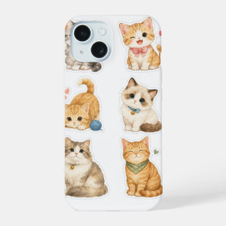 Katzen-Sticker-Muster iPhone 15 Hülle