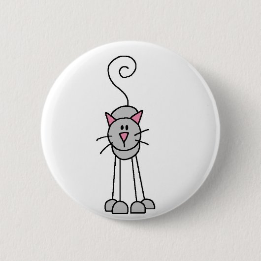 Katzen-Strichmännchen-Knopf Button (Vorderseite)