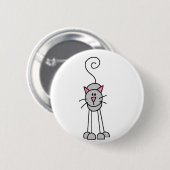 Katzen-Strichmännchen-Knopf Button (Vorne & Hinten)