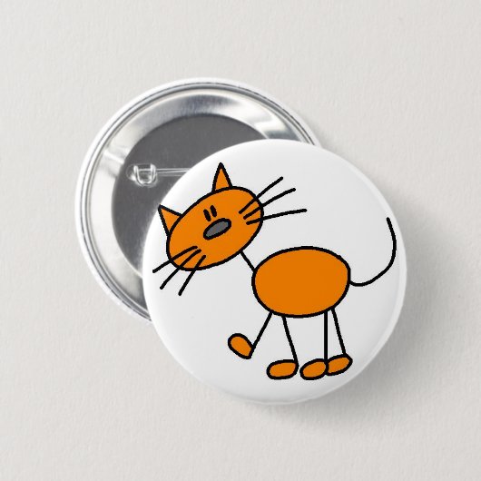 Katzen-Strichmännchen-Knopf Button (Vorne & Hinten)