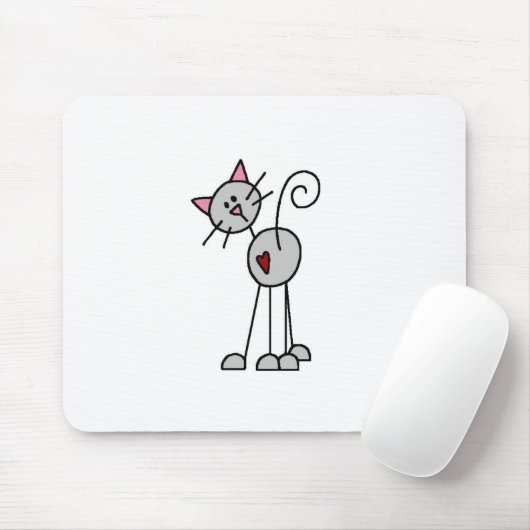 Katzen-Strichmännchen Mousepad (Mit Mouse)