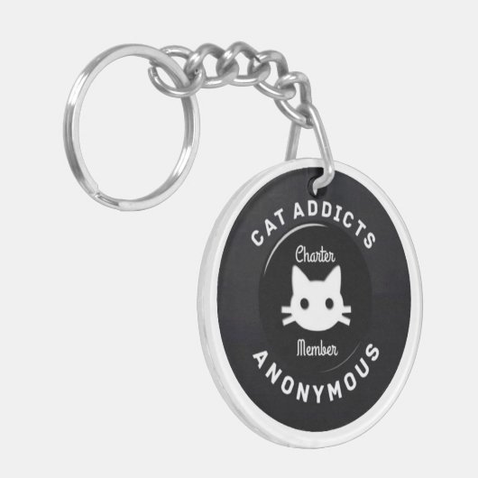 Katzen-Süchtige anonym Schlüsselanhänger (Vorderseite links)