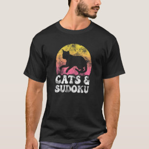 Katzen & Sudoku Vintage Retro Hobby T-Shirt