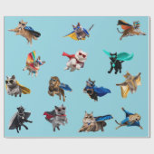 Katzen Superhelden Geschenkpapier (Flach)