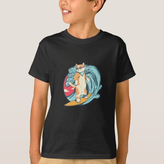 Katzen-Surfen T-Shirt (Vorderseite)