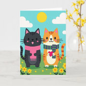 Katzen Süßer Muttertag Herz Karte (Gelbe Blume)