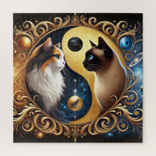 Katzen symbolisieren Balance mit einem Yin Yang Puzzle