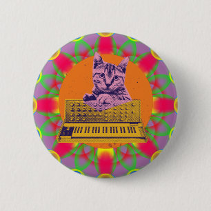 Katzen-Synthesizer-Musikproduzent-Design Button