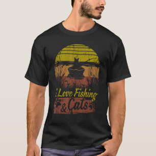 Katzen-T-Shirt Ich liebe Angeln & Katzen präsentie T-Shirt