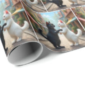 Katzen tanzen langsam auf der Cobblestone Street Geschenkpapier (Rolleneckpunkt)