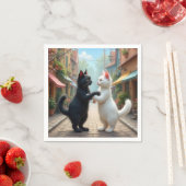 Katzen tanzen langsam auf der Cobblestone Street Serviette (Beispiel)