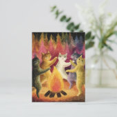 Katzen tanzen um das Feuer herum Postkarte (Stehend Vorderseite)