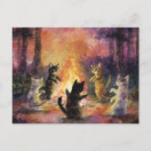 Katzen tanzen um das Feuer herum Postkarte (Vorderseite)
