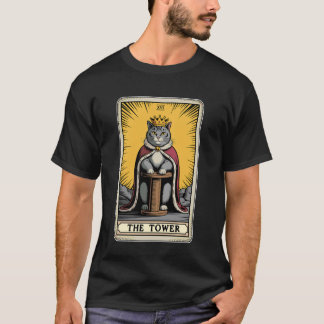 Katzen Tarot Karte Der Turm Katzenkratzbaum Baum  T-Shirt