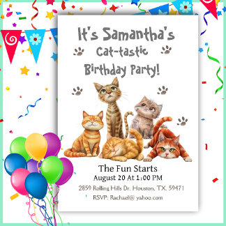 Katzen-tastische Kitten zum Geburtstag Einladung