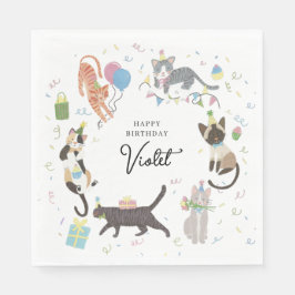 Katzen-tastische Purfect Geburtstagspartei nach Ma Serviette
