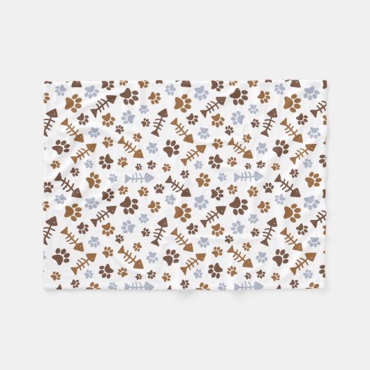 Katzen-Tatze druckt Muster Fleecedecke (Vorderseite (Horizontal))