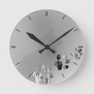 Katzen-Tatzen-Schwarzes u. Weiß Runde Wanduhr