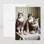Katzen-Teeparty Postkarte (Vorne/Hinten)