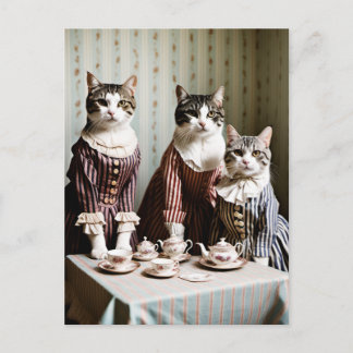 Katzen-Teeparty Postkarte