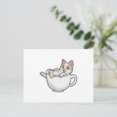 Katzen-Teetasse Postkarte (Stehend Vorderseite)