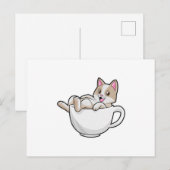 Katzen-Teetasse Postkarte (Vorne/Hinten)