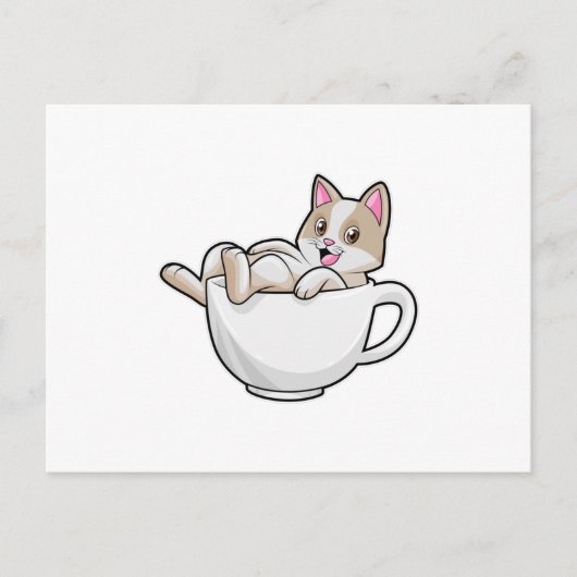 Katzen-Teetasse Postkarte (Vorderseite)