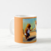Katzen Tennis spielen Kaffeetasse (Vorderseite Links)