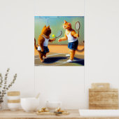 Katzen Tennis spielen Poster (Küche)
