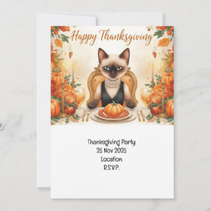 Katzen Thanksgiving mit Truthahn  Einladung