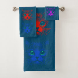 Katzen Themen Badhandtuch Set