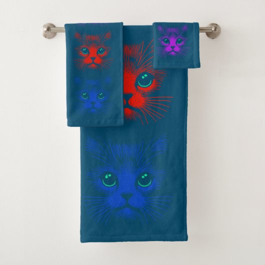 Katzen Themen Badhandtuch Set (Insitu)
