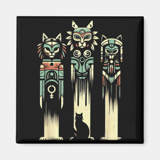 Katzen-Totem-Geister - Vintage Gruselige Katze Hal Magnet