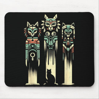 Katzen-Totem-Geister - Vintage Gruselige Katze Hal Mousepad