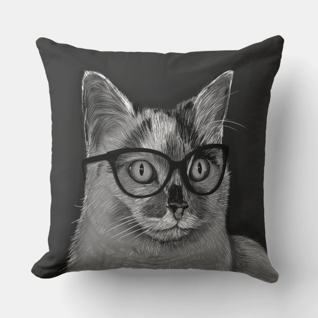 Katzen-tragende Gläser Kissen (Vorderseite)