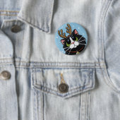 Katzen-tragende Ren-Geweihe - Button (Beispiel)
