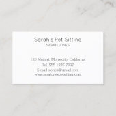 Katzen-Training für Haustiere Visitenkarte (Rückseite)