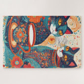 Katzen trinken Kaffee Rätsel Puzzle (Horizontal)