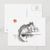 Katzen Trinkwasser Kunst Postkarte (Vorne/Hinten)