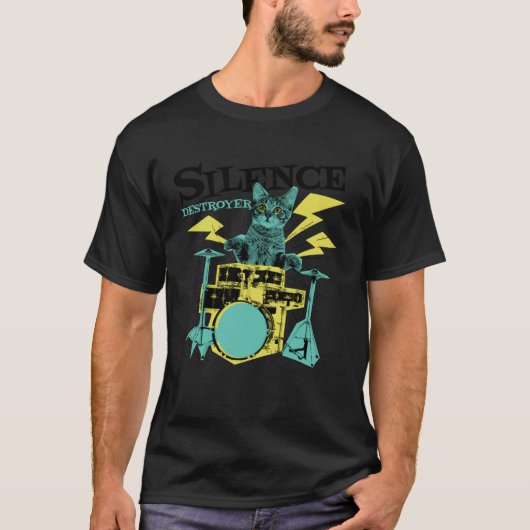 Katzen Trommel T-Shirt (Vorderseite)
