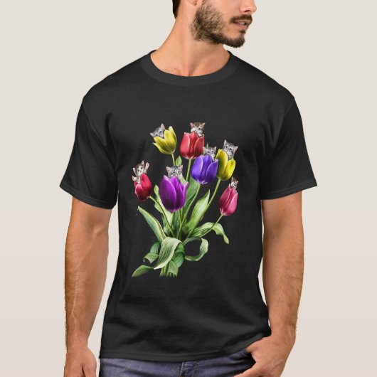 Katzen-Tulpen T-Shirt (Vorderseite)