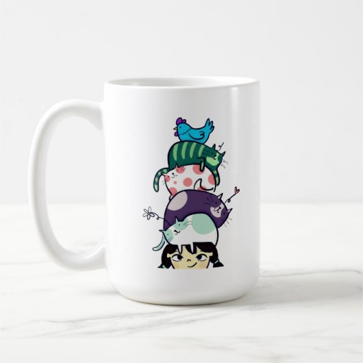 Katzen Turm Leben Niedliche Katzen Stapel Kunst Kaffeetasse (Links)