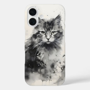 Katzen-Tuschemalerei iPhone 16 Hülle