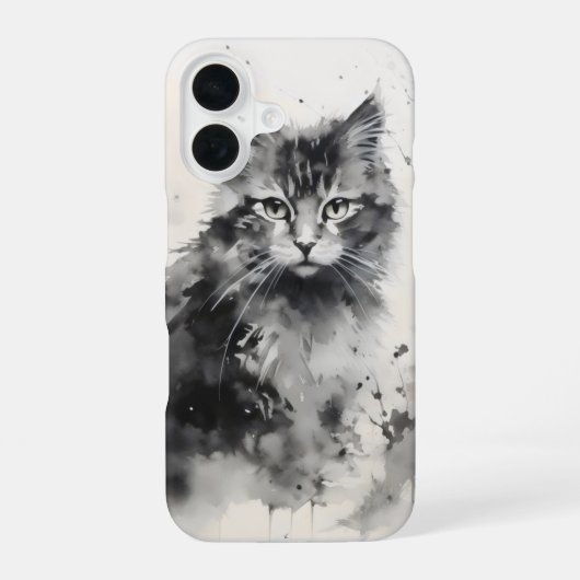 Katzen-Tuschemalerei iPhone 16 Hülle (Rückseite)
