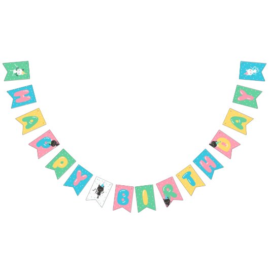 Katzen u. Ballon-Buchstabe-alles Gute zum Wimpelkette (Alle)