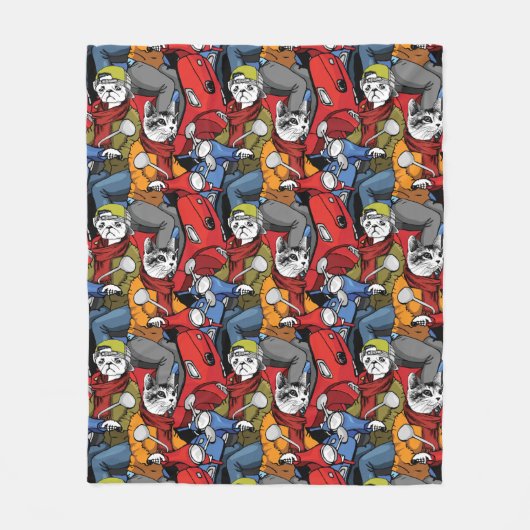 Katzen-u. Hunderoller-Muster Fleecedecke (Vorderseite)