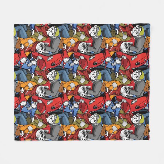 Katzen-u. Hunderoller-Muster Fleecedecke (Vorderseite (Horizontal))