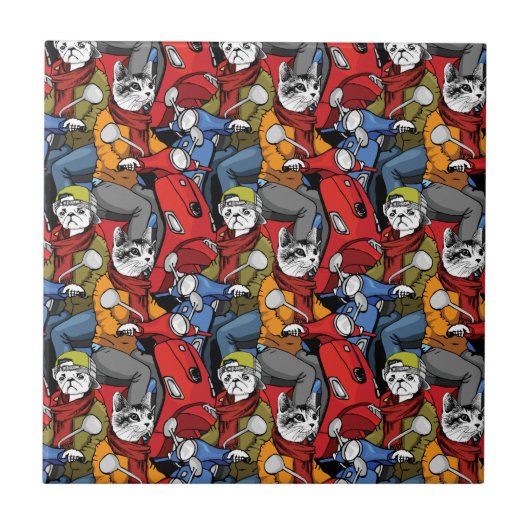 Katzen-u. Hunderoller-Muster Fliese (Vorderseite)