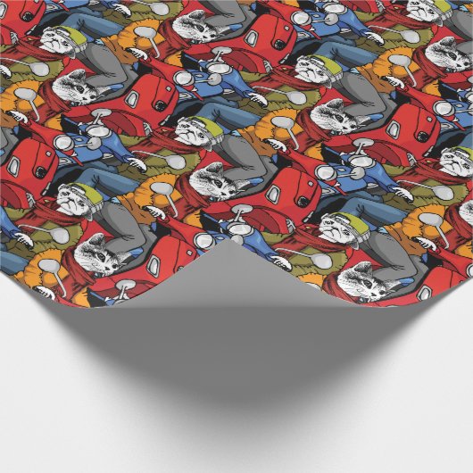 Katzen-u. Hunderoller-Muster Geschenkpapier (Ecke)